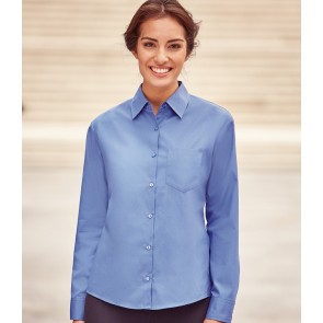 Russell Collection Ladies Long Sleeve Easy Care Cotton Poplin Shirt