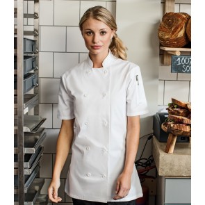Premier Ladies Short Sleeve Chef's Jacket